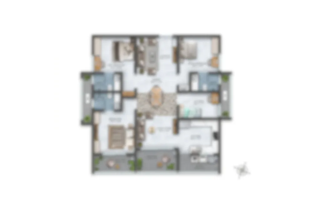 3 BHK + Deck Floor Plan